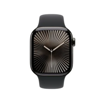 Apple Watch Series 10 LTE 42mm Slate Titangehäuse mit schwarzem Sportarmband - S/M