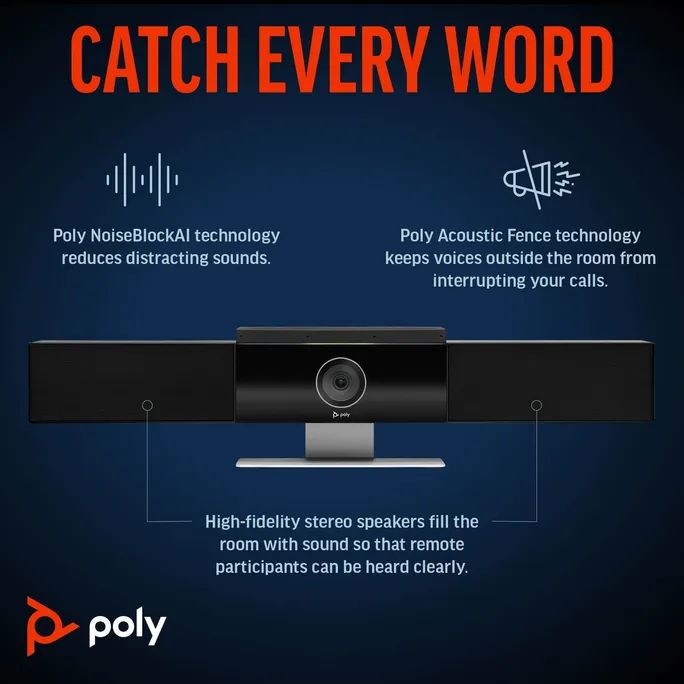 Poly Studio USB-Video-Bar - Passend für Huddle- und mittelgroße Meetingräume – Bild 2