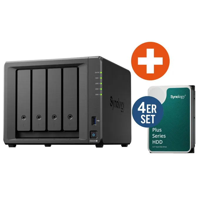 Synology DS425+ NAS System 4-Bay 32 TB inkl. 4x 8 TB Synology HDD HAT3320-8T
