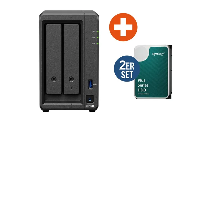 Synology Diskstation DS725+ NAS System 2-Bay 8TB inkl. 2x 4 TB Synology HDD HAT3300-4T