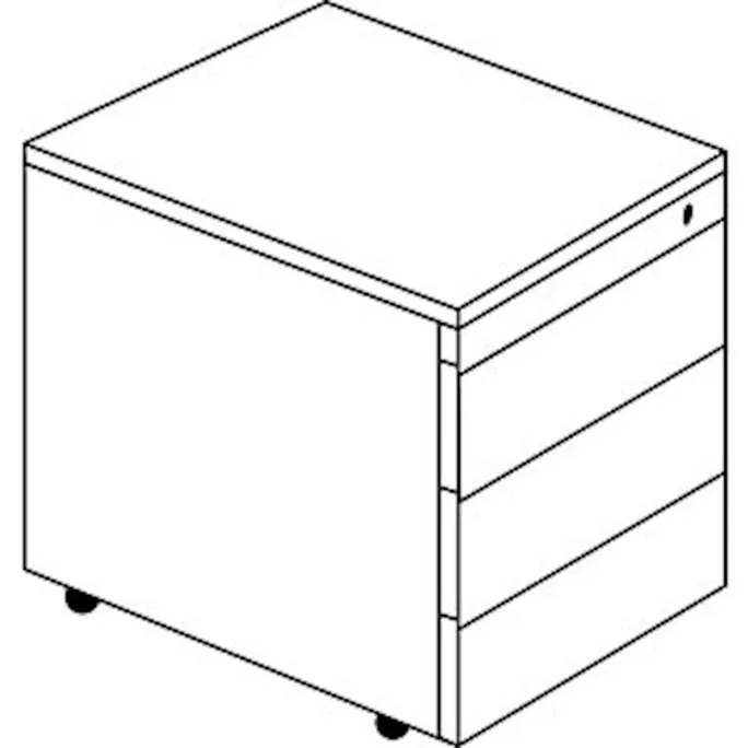 Schubladencontainer mit Rollen, 570x600mm, Stahlplatte, 3 Schubladen, weiß/rot – Bild 4
