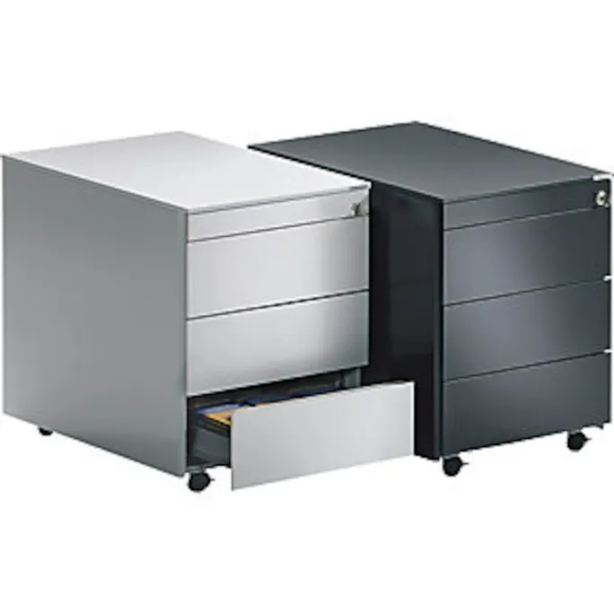 Schubladencontainer mit Rollen, 570x800, Stahlpl., 3 Schubl. alu/gelbgrün – Bild 2