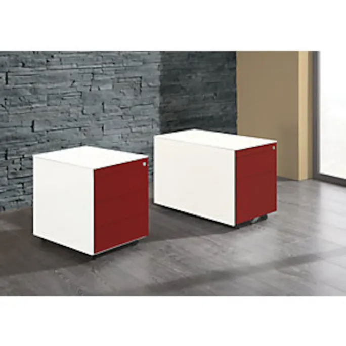 Schubladencontainer mit Rollen, 570x800mm, 1 Materials., 1 Hängereg., weiß/rot – Bild 2