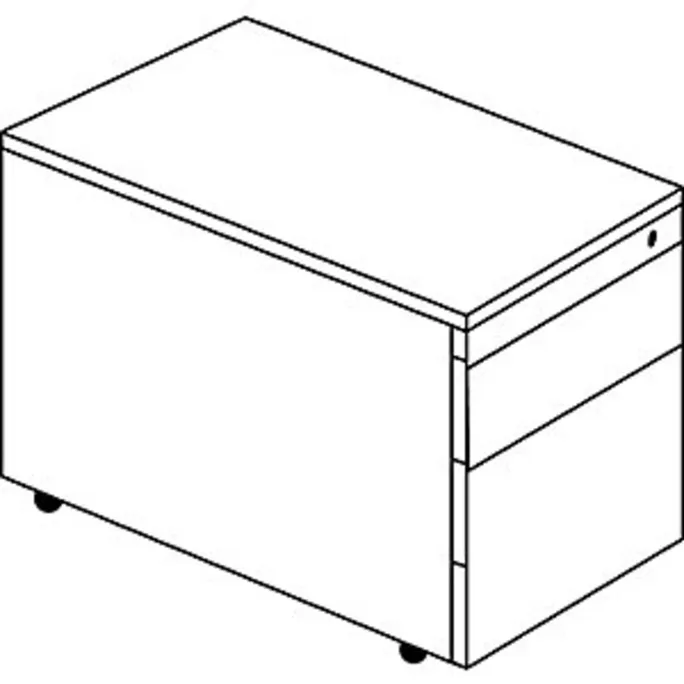 Schubladencontainer m.Rollen, 573x600, 1 Materials., 1 Hängereg, weiß/alu/Ahorn – Bild 2