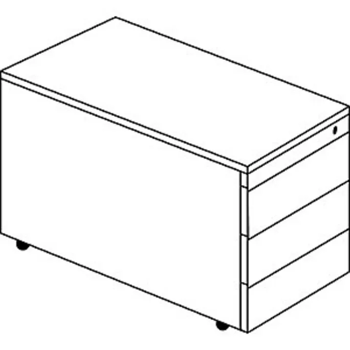 Schubladencontainer m.Rollen, 523x800, HPL-Vollkernpl., 3 Schubl. weiß/alu/Ahorn – Bild 2