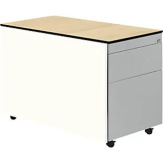 Schubladencontainer m.Rollen, 573x800, 1 Materials., 1 Hängereg, weiß/alu/Ahorn