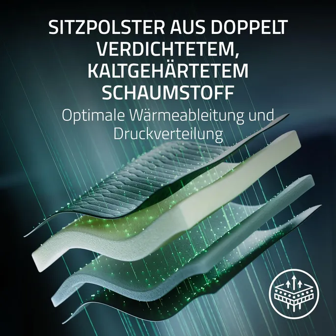 Razer ISKUR V2 NewGen Schwarz-/Grün Gaming-Stuhl mit atmungsaktivem Komfort, Razer HyperFlex™ Lordosenstütze – Bild 4
